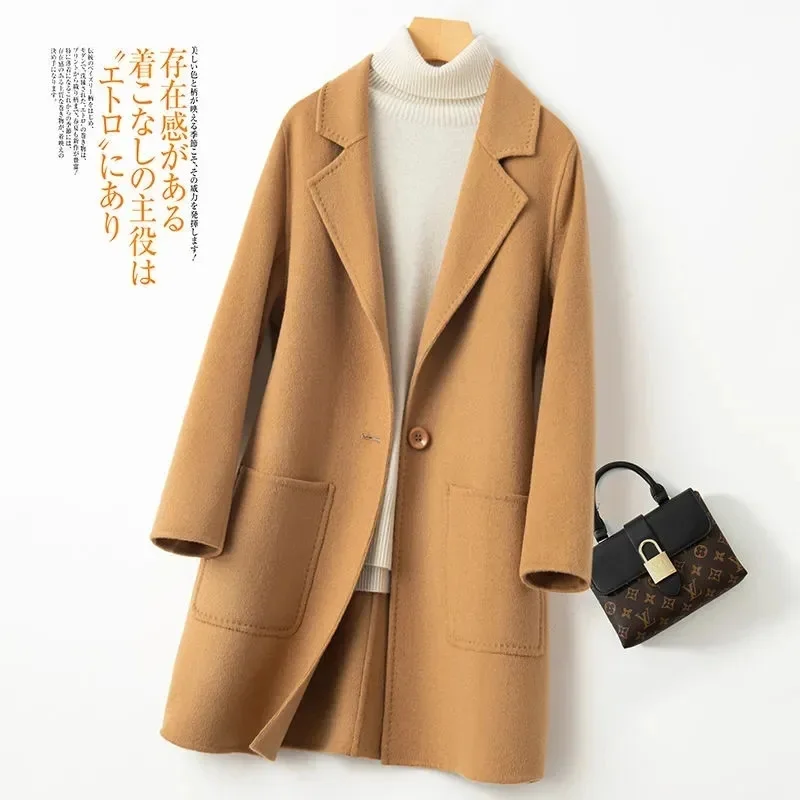 

Woolen Jacket Women's Long Windbreaker 2025 Autumn Winter New High-Quality Double-Sided Tweed Wool Coat Ladies Fashion Outwear