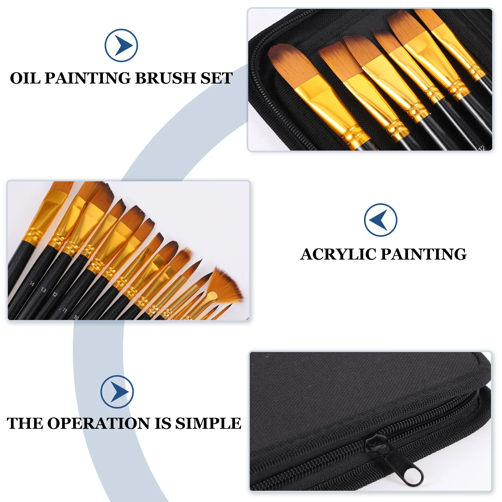 

1Set Oil Painting Brush Set Watercolor Acrylic Professional Nylon Hair Drawing Brush Long Handle Suitable for Artists
