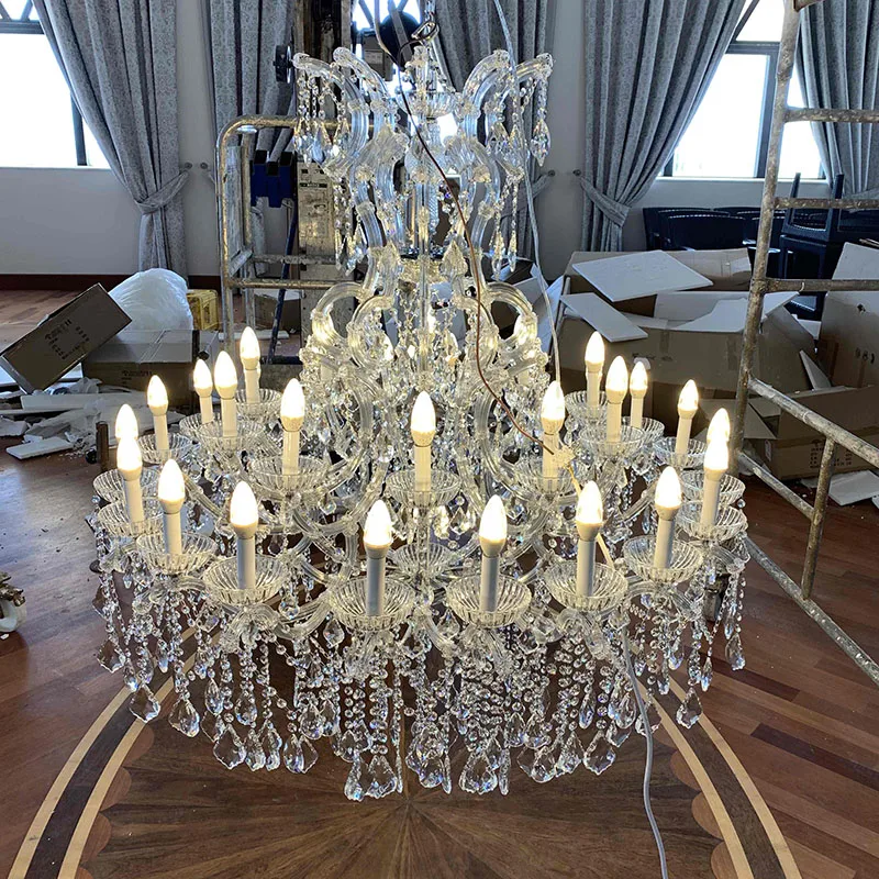 Crystal chandelier for foyer lobby hallway Gold hanging Lamp home decor large cristal lamp Staircase Ceiling light