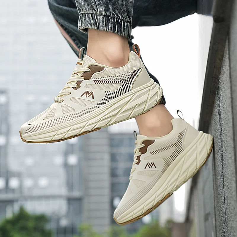 

Новые мужские кроссовки на шнуровке, дышащая модная повседневная удобная прогулочная спортивная обувь, размеры 39–46 трехцветная