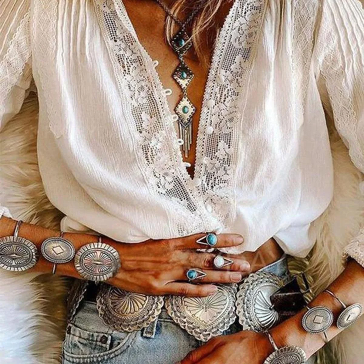 

Lace White Women's Shirt Long Sleeve Casual Style Nanyou Brand Fashionable Ladies' Premium Clothing Non-deformable Pure Color