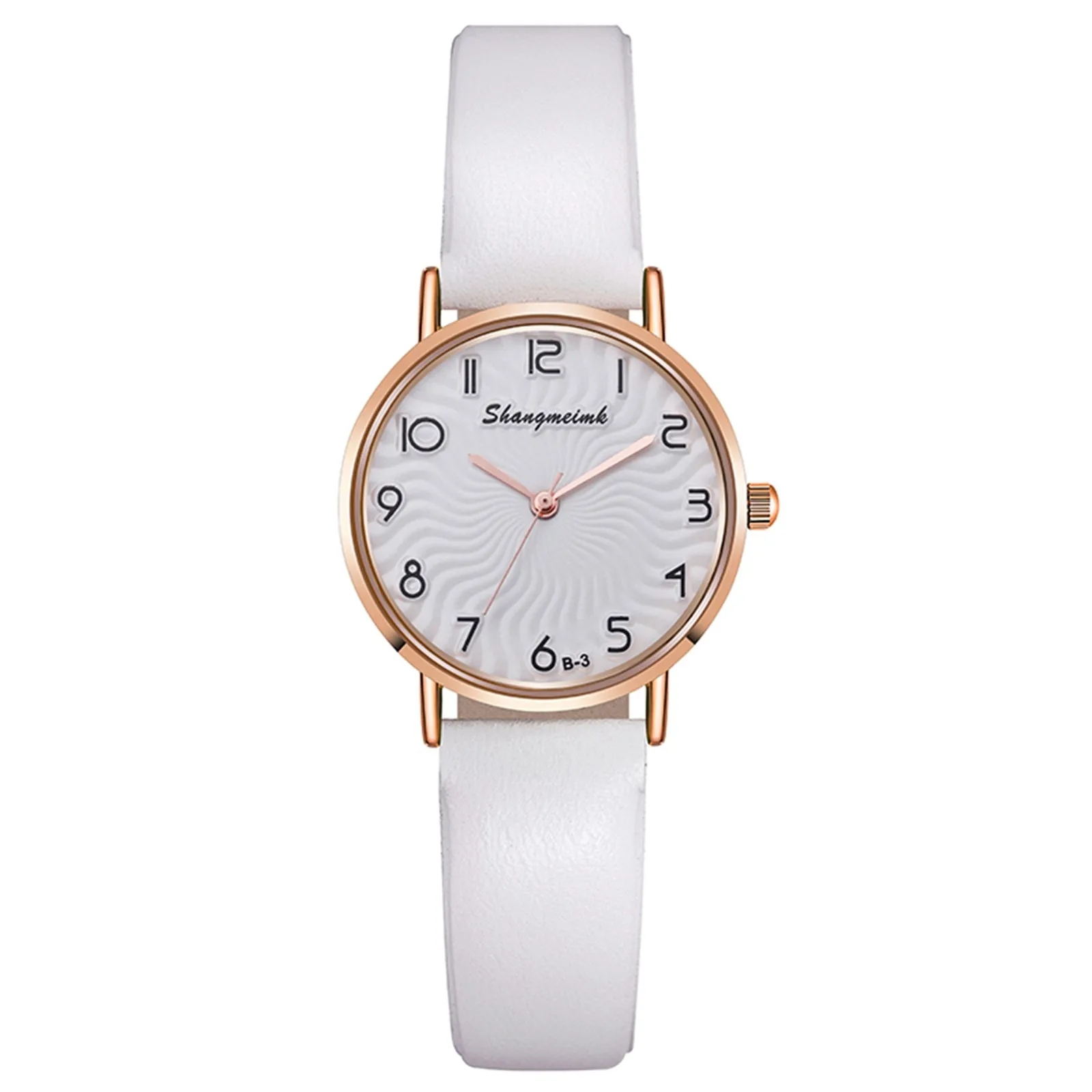 ساعة يد كوارتز نسائية بحزام جلد ، متعددة الألوان ، قرص دائري ، مقياس أرقام عربية ، كاجوال ، بسيط ، عصري