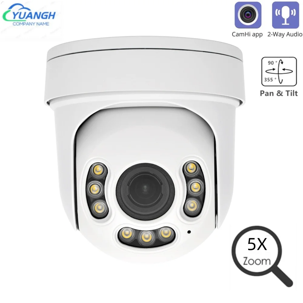 

HD PTZ 4K 8MP 5MP POE IP Camera 5X Optical Zoom Metal Outdoor Waterproof Surveillance Camera CamHi APP