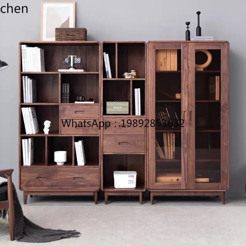i10-New Chinese Black Walnut Bogu Shelf, Aesthetic Bookcase Display Cabinet Tea Room Cabinet Duobao Pavilion