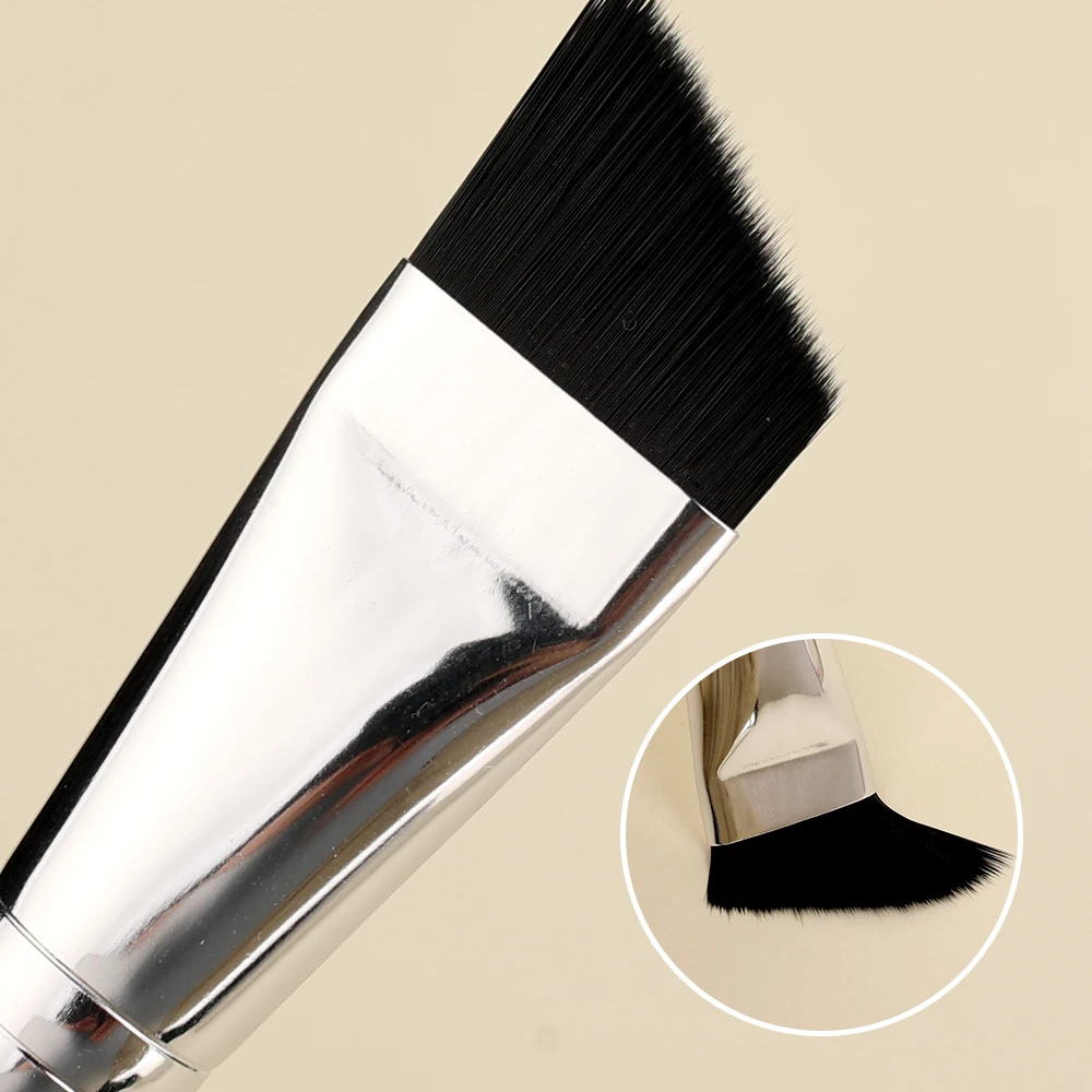 Bevel-pincel de maquiagem profissional, ultra-fino, largo, sobrancelha Fundação pincéis, sob o lugar dos olhos, escova detalhe preciso, maquiagem ferramenta