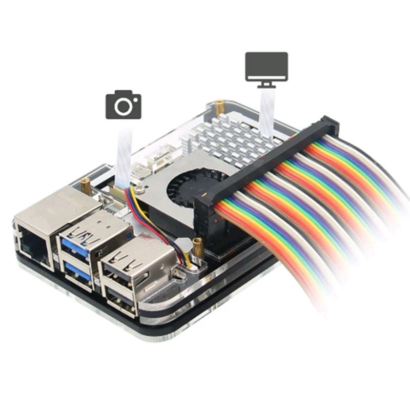 Capa acrílica de 5 camadas para raspberry pi 5, compatível com raspberry pi 5, resfriador ativo, recortes de precisão, durável, fácil de usar