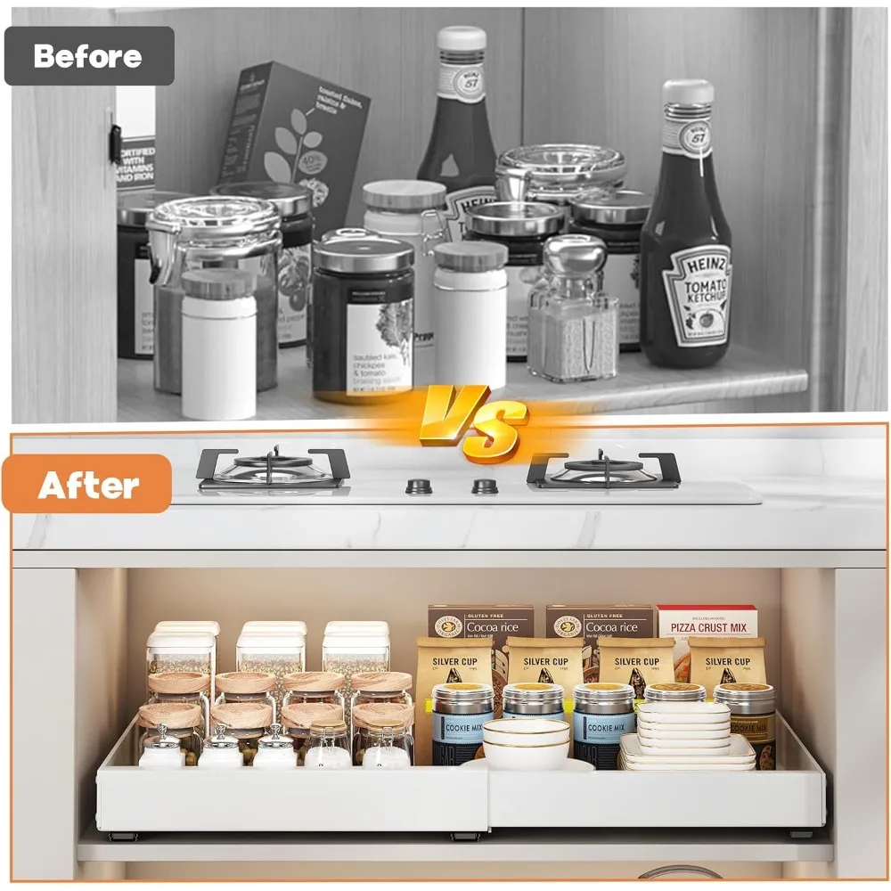 منظم خزانة قابل للسحب بعمق 21 بوصة، أدراج قابلة للتوسيع (12.6 بوصة - 20.5 بوصة) للخزائن الثابتة مع طبقة نانو لاصقة، ro