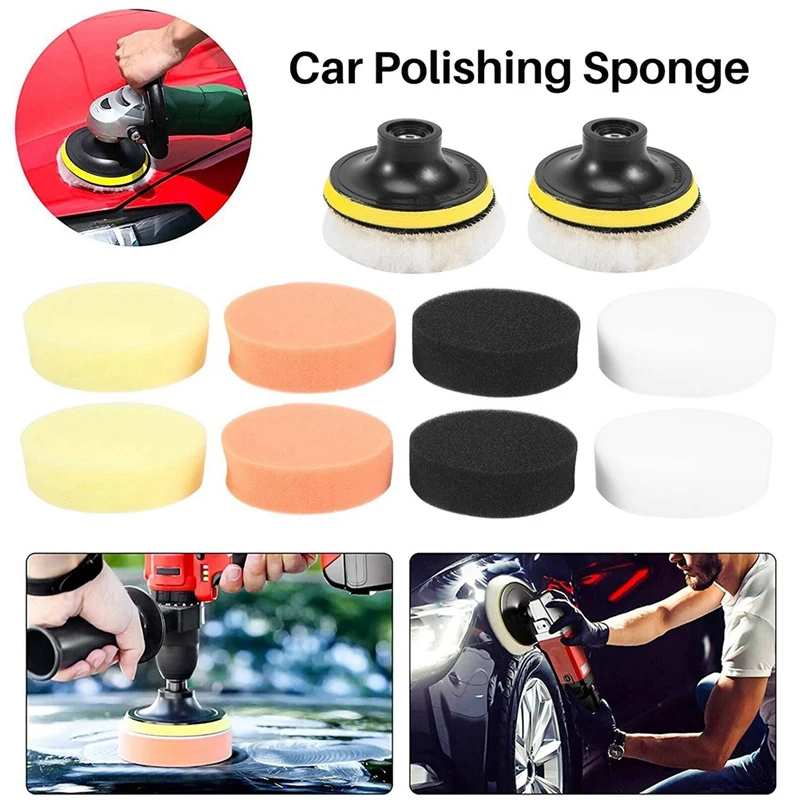 

25 Pack 3 Inch Polishing Padscompound Auto Car Polisher Sponge Buffer Pads Set Kit With M10 Drill Adapter Easy Install