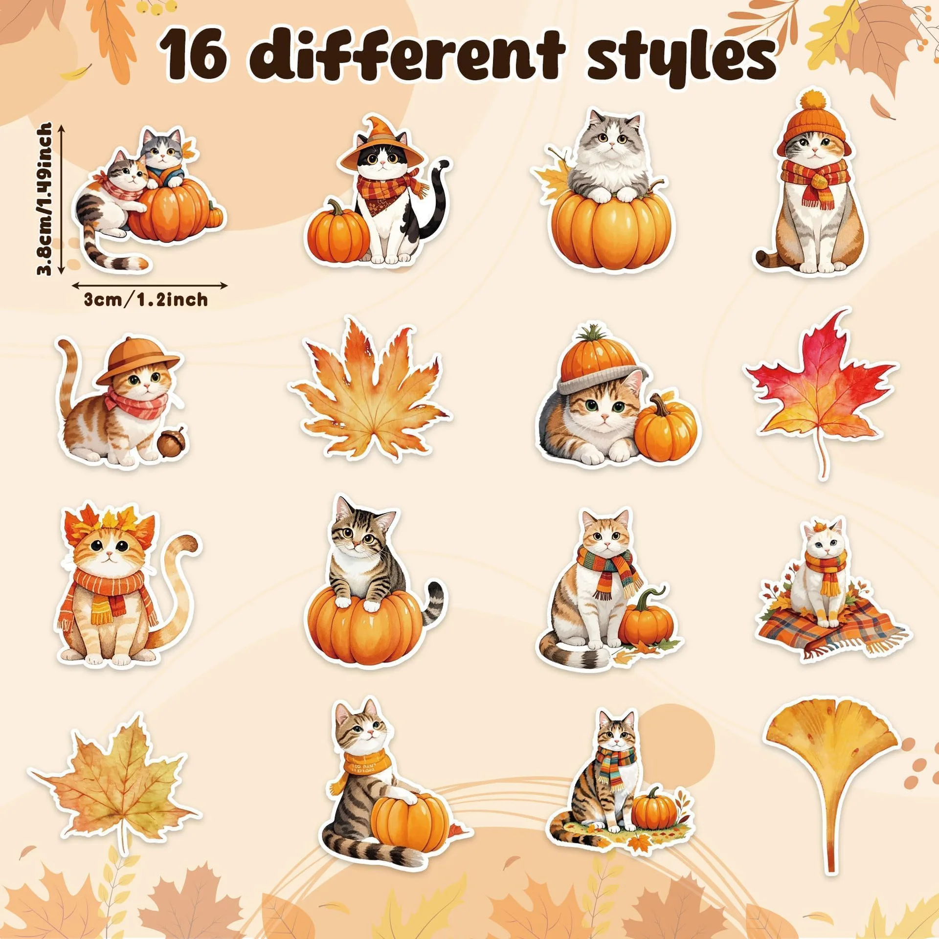 500pcs Autumn Maple Leaf Cat Diy Stickers Anime Seal Label Decorative Cartoon Kids Party Candy DIY Stickers Rolls Gift Packaging