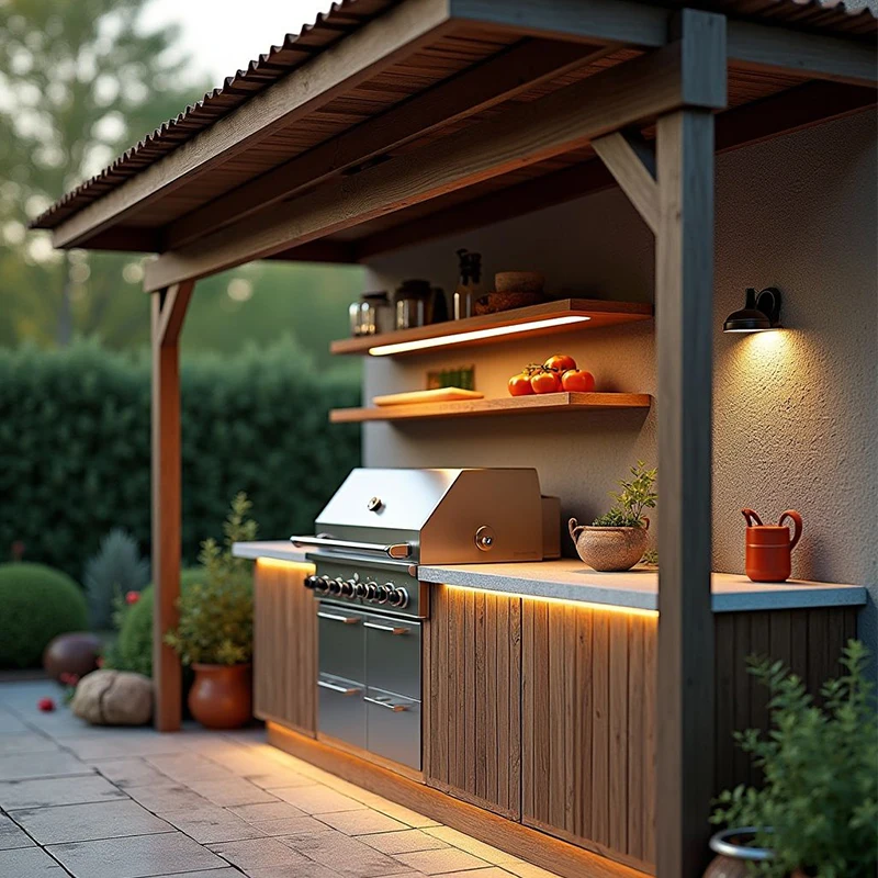Cuisine Exterieur Aluminium Outdoor Kitchen Set With BBQ Pod And Modular Cabinets For Outdoorkche Summer Kitchen Unit Customize