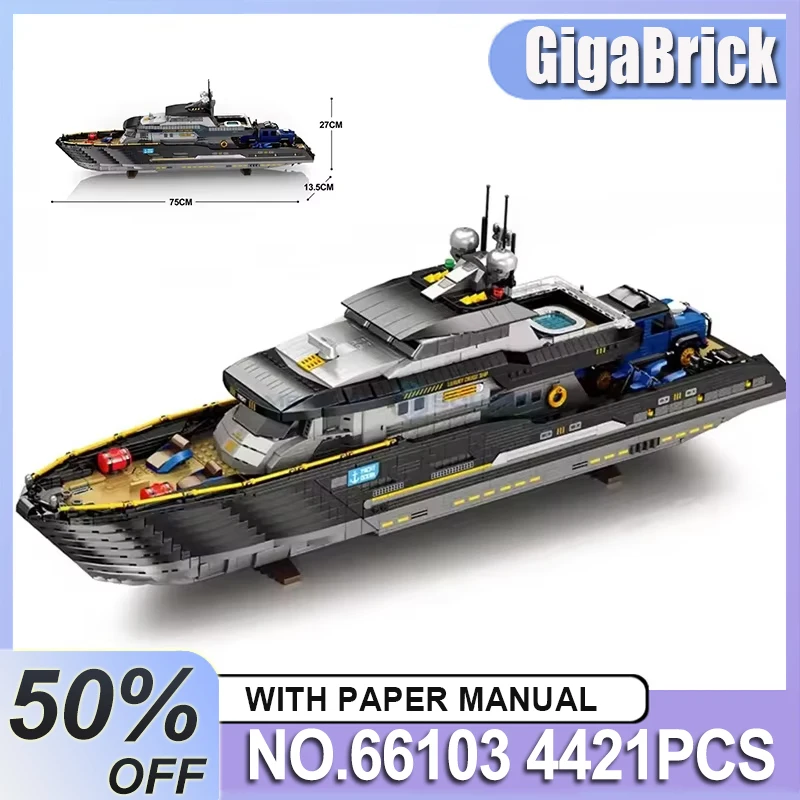 

Striking Reobrix 66103 MOC на заказ, серый гигант, роскошная яхта, корабль, строительные блоки, кирпичи, модель, сборка игрушек, детские рождественские подарки