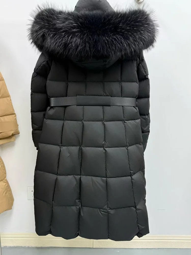 2025 Winter Warm Women Long Goose Down Jackets Real Natural Fox Fur Collar Puffer Jackets Thick Female Outdoors Streetwear Coats