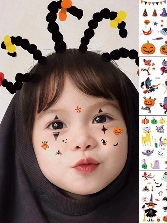

Halloween Children's Decorative Tattoo Stickers Face Paint Props Facial Accessories Costume Makeup Adornments Polyester Fiber