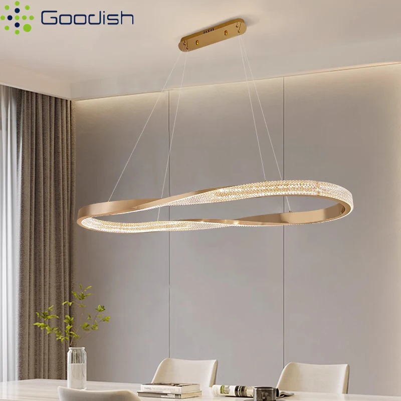 

Современный скандинавский роскошный металлический кольцевой подвесной светодиодный подвесной светильник, художественный креативный внутренний светильник для гостиной, украшение дома, люстра