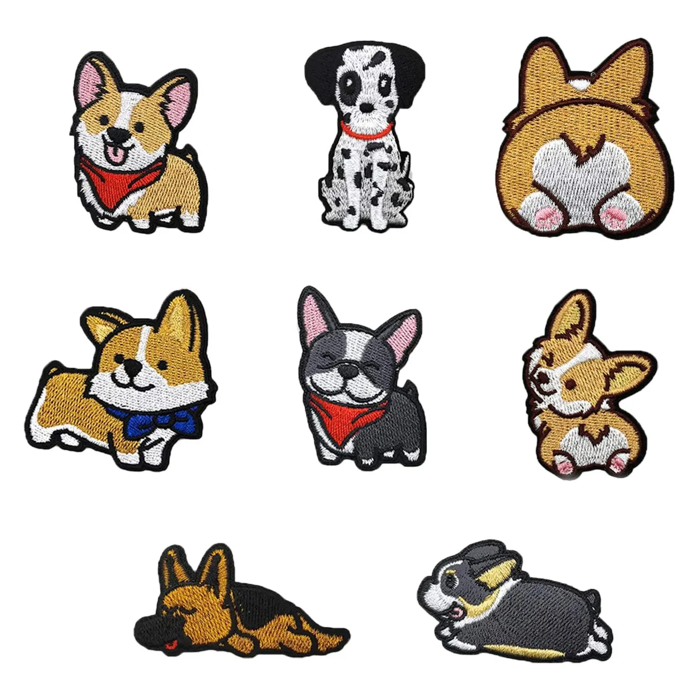 8 Pcs Cute Dog Patches for Clothing, Badge Embroidery Patch, Iron on Sew on Embroidered Decoration Appliques for Clothes