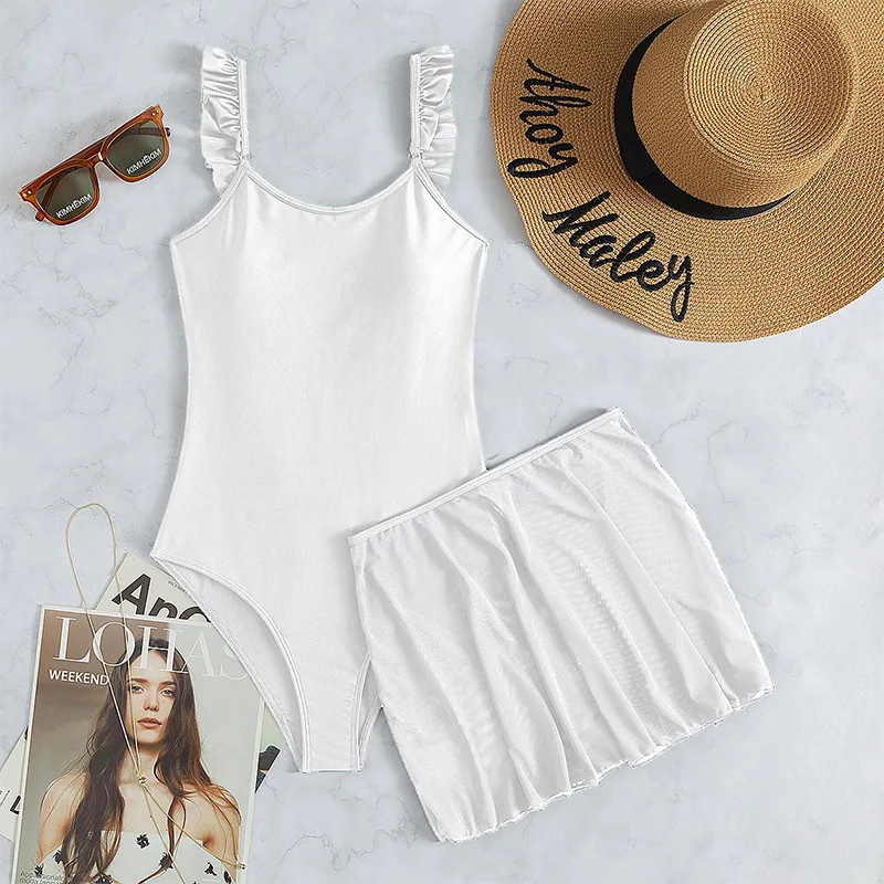 ملابس سباحة جديدة لعام 2025 أوروبية وأمريكية متعددة الألوان بحافة مكشكشة وتنورة مثيرة من قطعة واحدة ملابس سباحة بيكيني #6