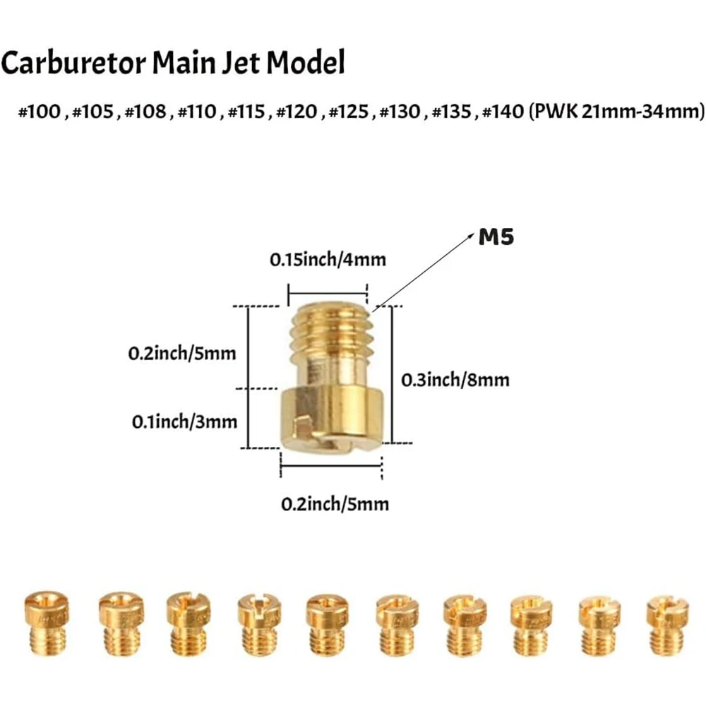 30Pcs Carburetor Main Jets and 10Pcs Slow Jets Pilot Jet Kit Fits for PWK Keihin OKO KOSO CVK