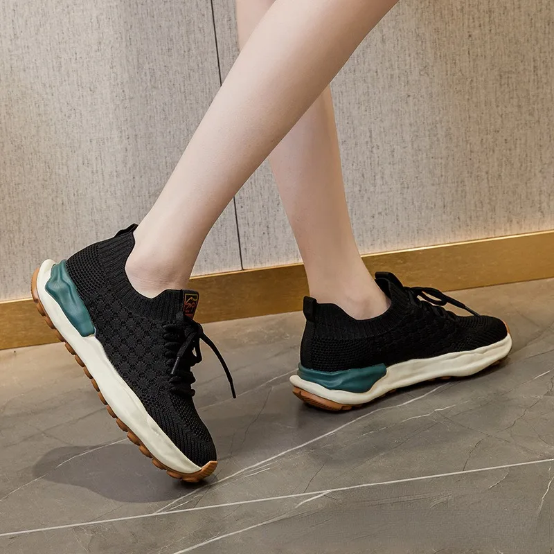 Spring Autumn Mesh Hollow Platform Sneakers for Women Designer Soft-soled Women's Shoes Fashion Comfortable Sports Shoes Female