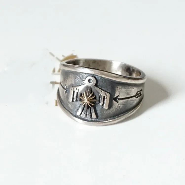 NewImported Thunderbird Ring, Retro, Small and Popular, Old Style Indian Totem Open Pair Ring image 4