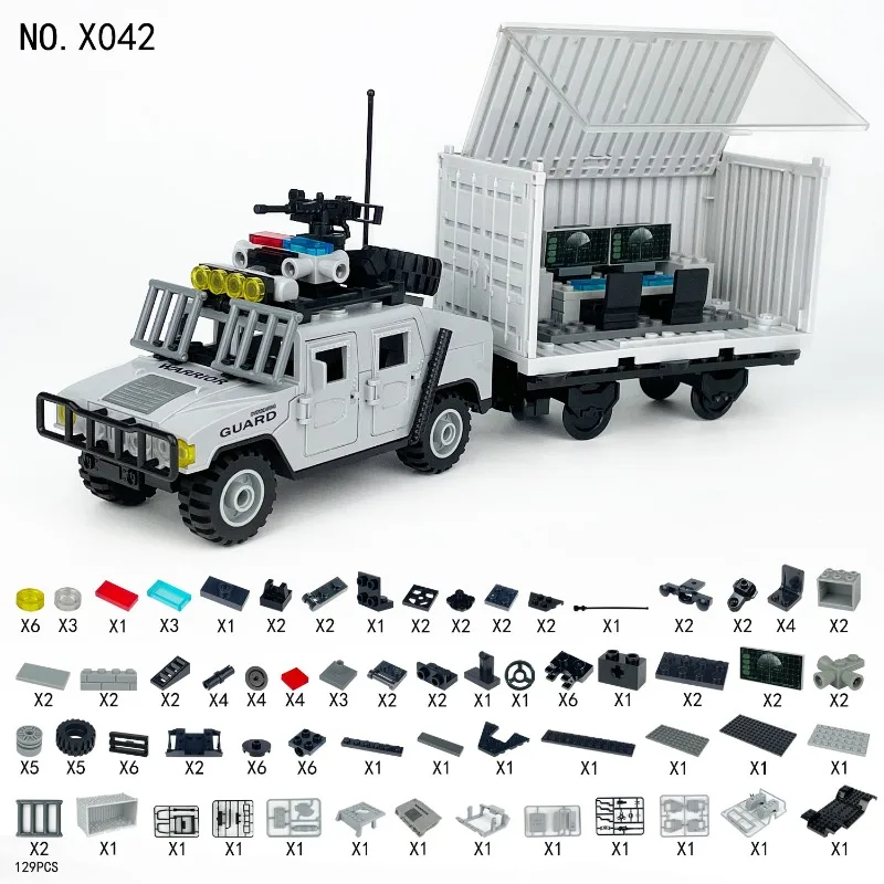 Emergency Command Vehicle Hummer X42 X43 Container Assembly Small Particles Assembled Toys, Birthday Gifts, Gift Day.