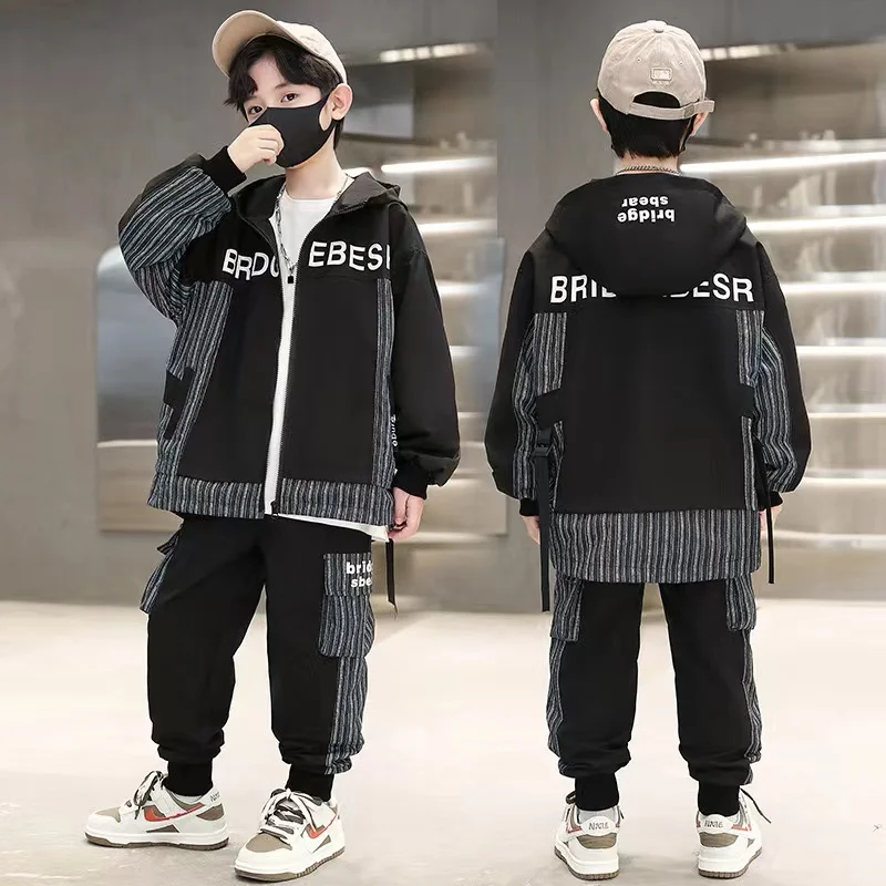 Autumn Baby Girl Boy Clothes Set Children Boy Sports Letter Printing Jacket Top and Pants 2Piece Suit Kid Tracksuit