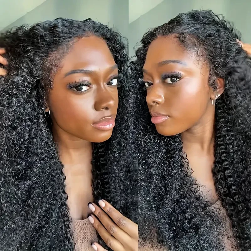 

4C Realistic Hairline 4x4 Deep Wave Transparent Lace Front Human Hair Wigs Kinky Edges Curly Baby Hair Lace Closure Frontal Wig