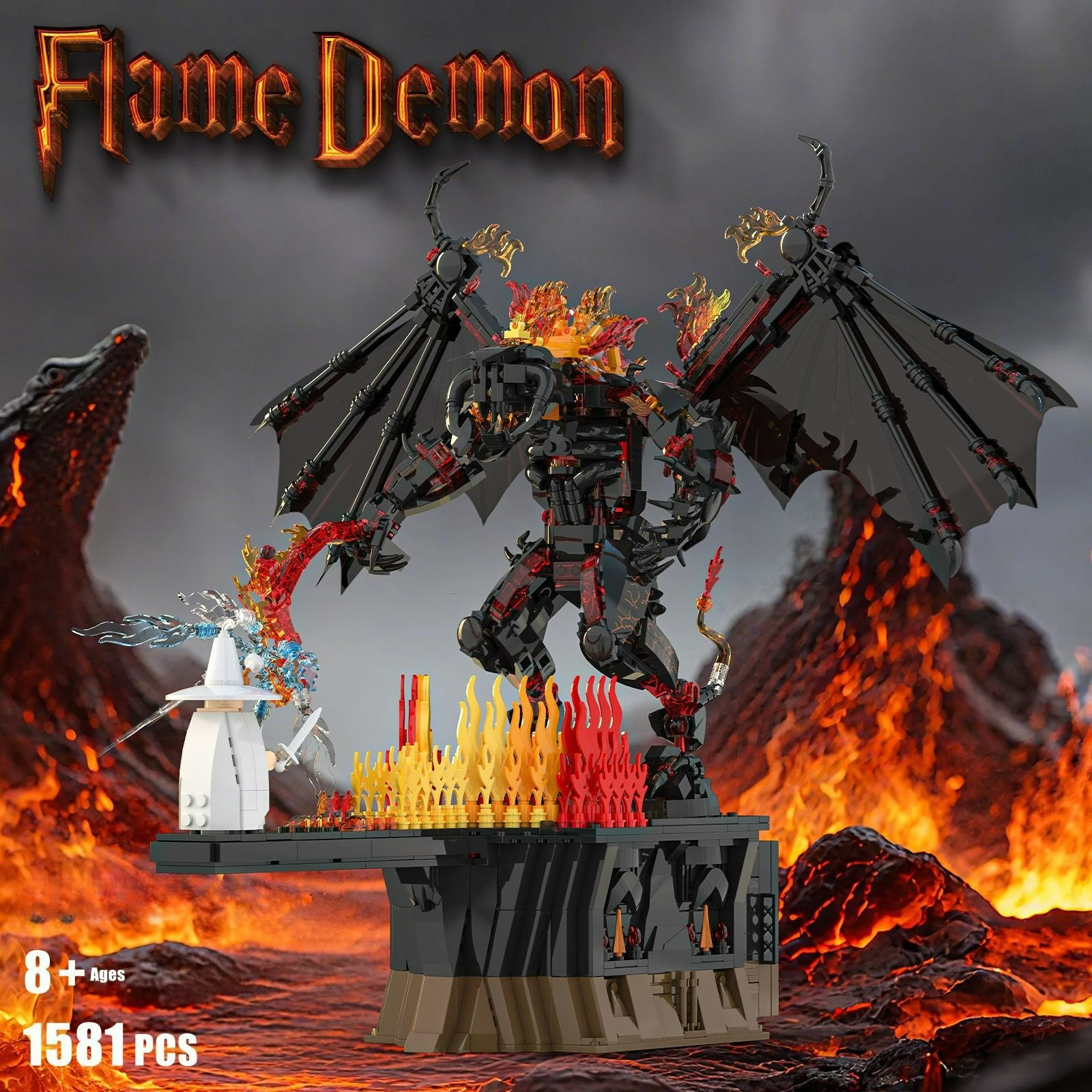 

MOC Game Demo Balrogs Monster Bricks Model For Lordes Ring Humanoid Ghost Evil Building Blocks DIY Toy Children Collection Gift