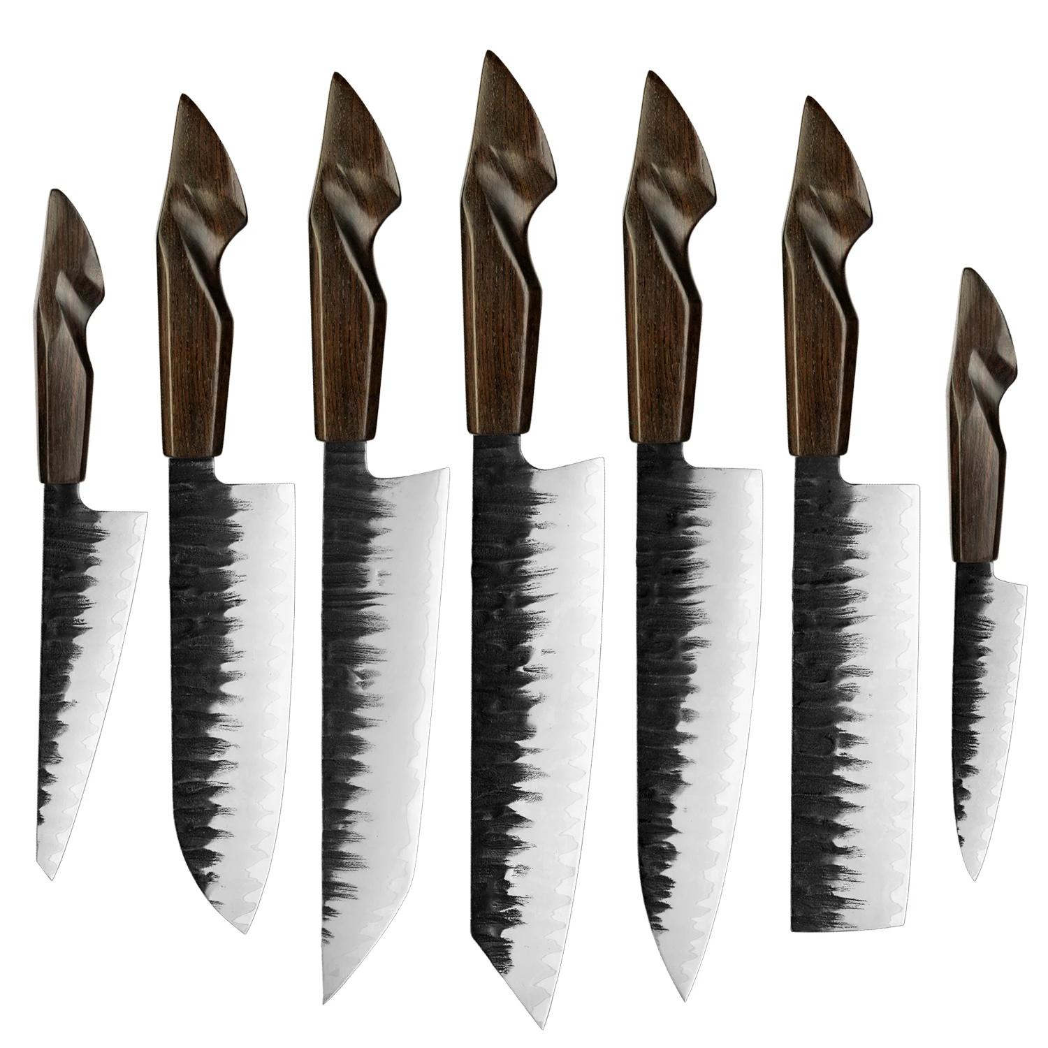 XITUO Razor Sharp Japanese Knife Set 1-7PCS,with Ebony Handle for Meat Vegetable Fruit, Three-layer Composite High-carbon Steel