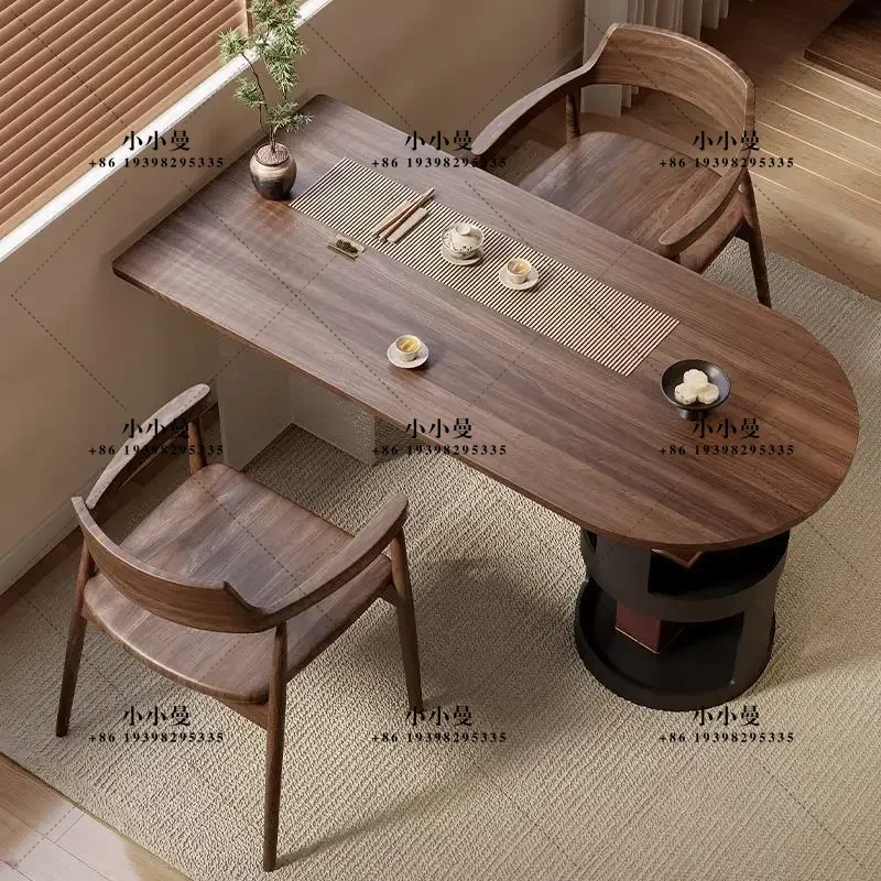 Imported North American ash wood balcony exquisite tea high-end solid wood small apartment tea table
