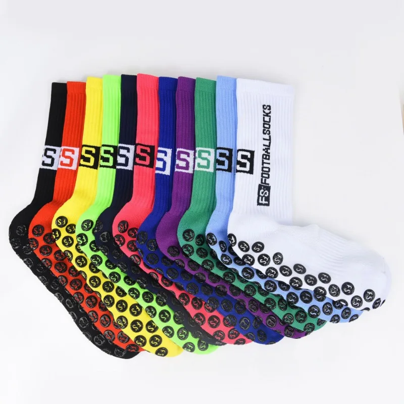 2Pairs/Lot Football Socks New Style Round Silicone Suction Cup Grip Anti Slip Soccer Socks Sports Men Women Baseball Rugby Socks