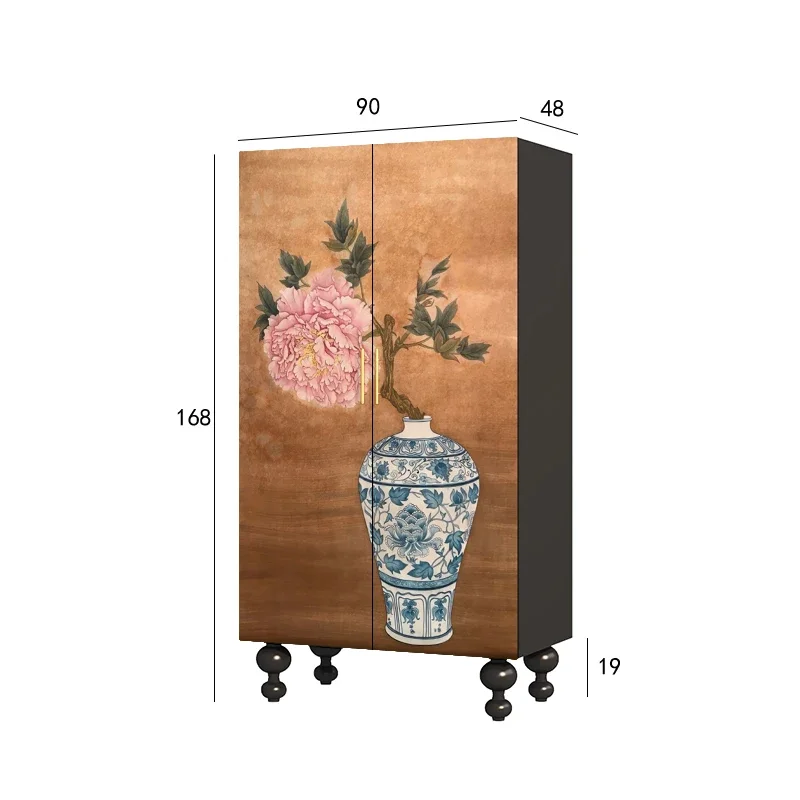 

New Chinese classical solid wood wardrobe bedroom bedside hanging wardrobe living room decorative storage cabinet home