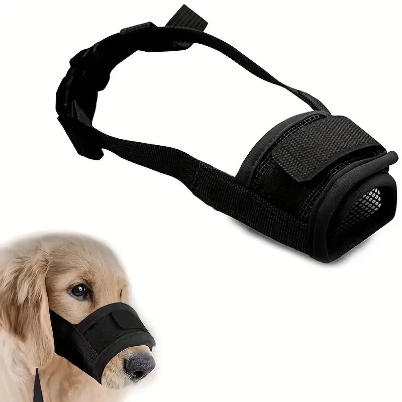 Weiche Hundemaulkorb, atmungsaktiver Mesh-Maulkorb für kleine, mittelgroße und große Hunde, verstellbare Mundabdeckung, um Beißen und Bellen zu verhindern. – Detail 7