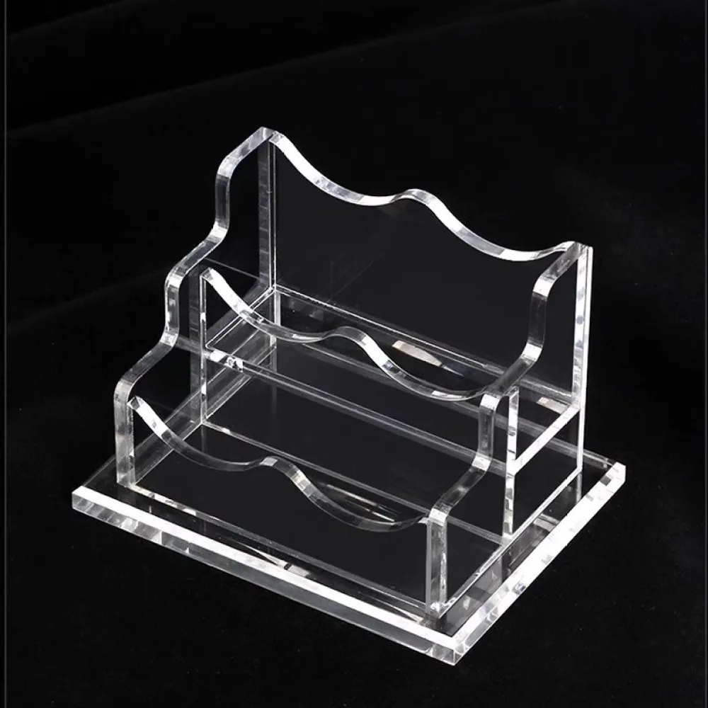 Transparent Acrylic Name Card Holder Desktop Organizer Storage Stand Multifunction Display Rack For Business Office