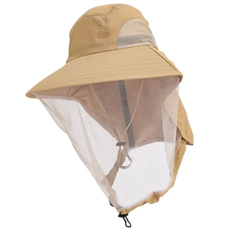 Men's Quick Dry Fisherman Hat Mosquitoes Guard Face Cover Fisherman Hat with Adjustable Strap