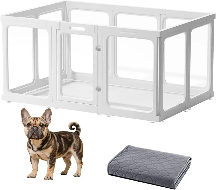 

Acrylic Dog Playpen-Clear Dog Play Pen Indoor for Puppy-24”H 10Panels Transparent Pet Fence for Small Animals Rabbit Cat Ferret