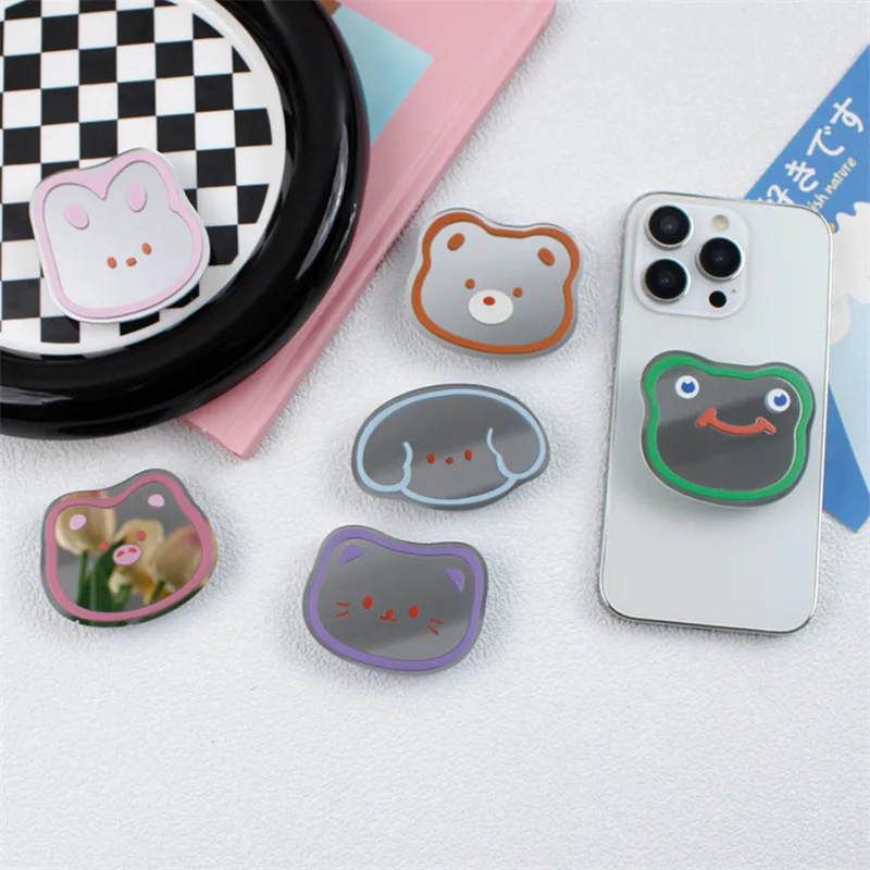 

Mirror Bear Rabbit Mobile Phone Stand Holder Korea Grip Fold Tok Support For IPhone 14 Xiaomi Universal Phone Accessories Stand
