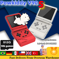POWKIDDY V90S Retro Handheld Game  3.5 lnch 4:3 Console Dual Type-C Long IPS Screen A133 Plus Flip Battery Life Cheap Kids Gift