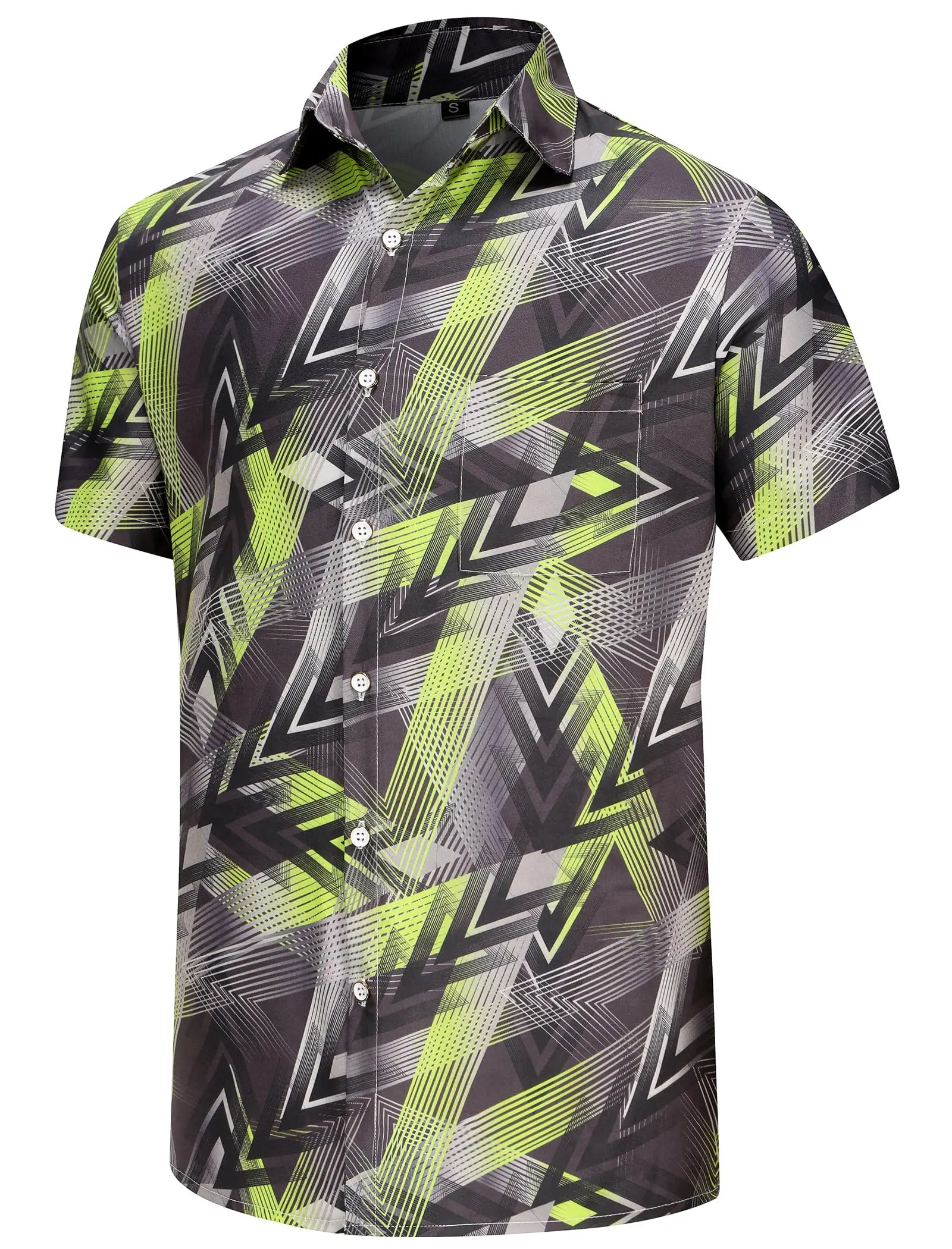 KYKU Camisa hawaiana para hombre de manga corta con botones, ropa de verano, camisas de playa para vacaciones, rayas con bolsillos