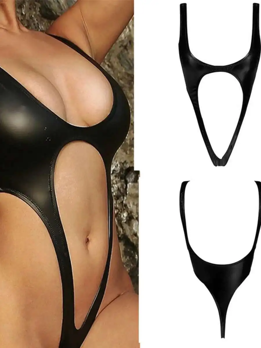 

Sexy Fem One-Piece Swimsuit High Waist ort Pants Polyester Fabric Thin Model Hot S Fem Clothing Sexy School Girl