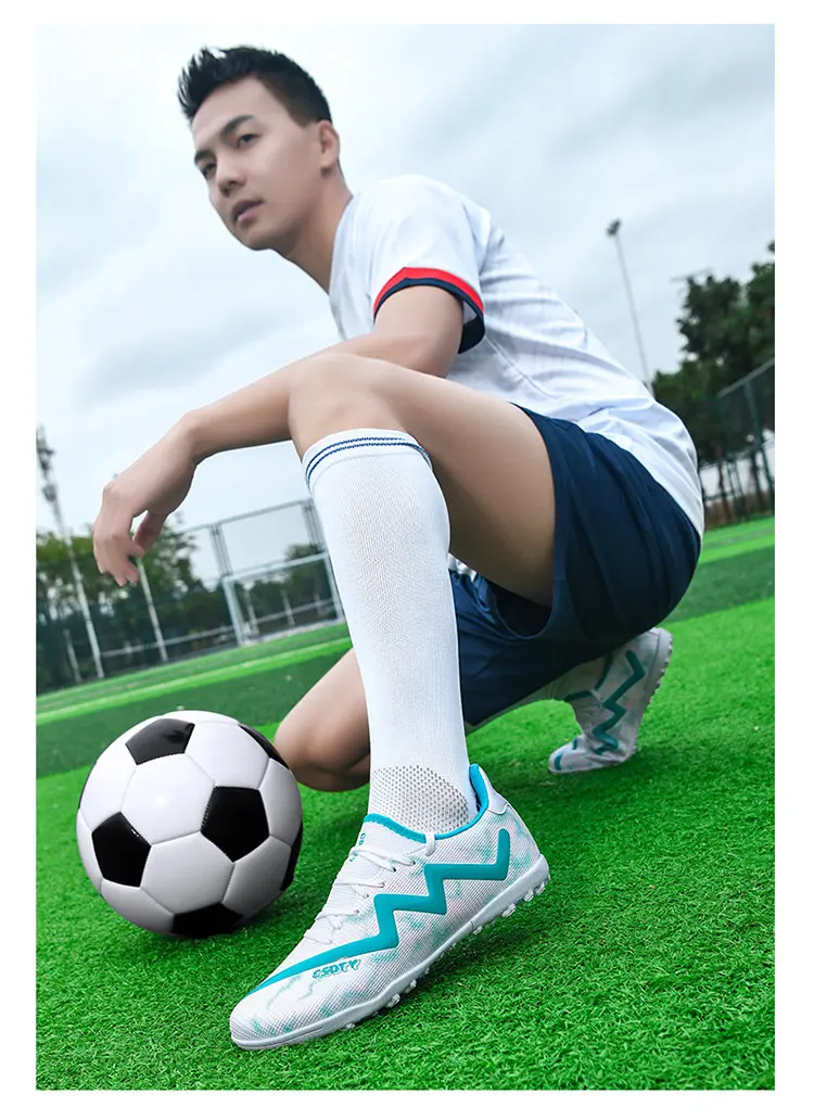 Original Marke blau Herren profession elle Fußballs chuhe Rasen rutsch feste Fußballs chuhe für Männer Schnürung Low Cut Fußball Turnschuhe männlich – Detail 20