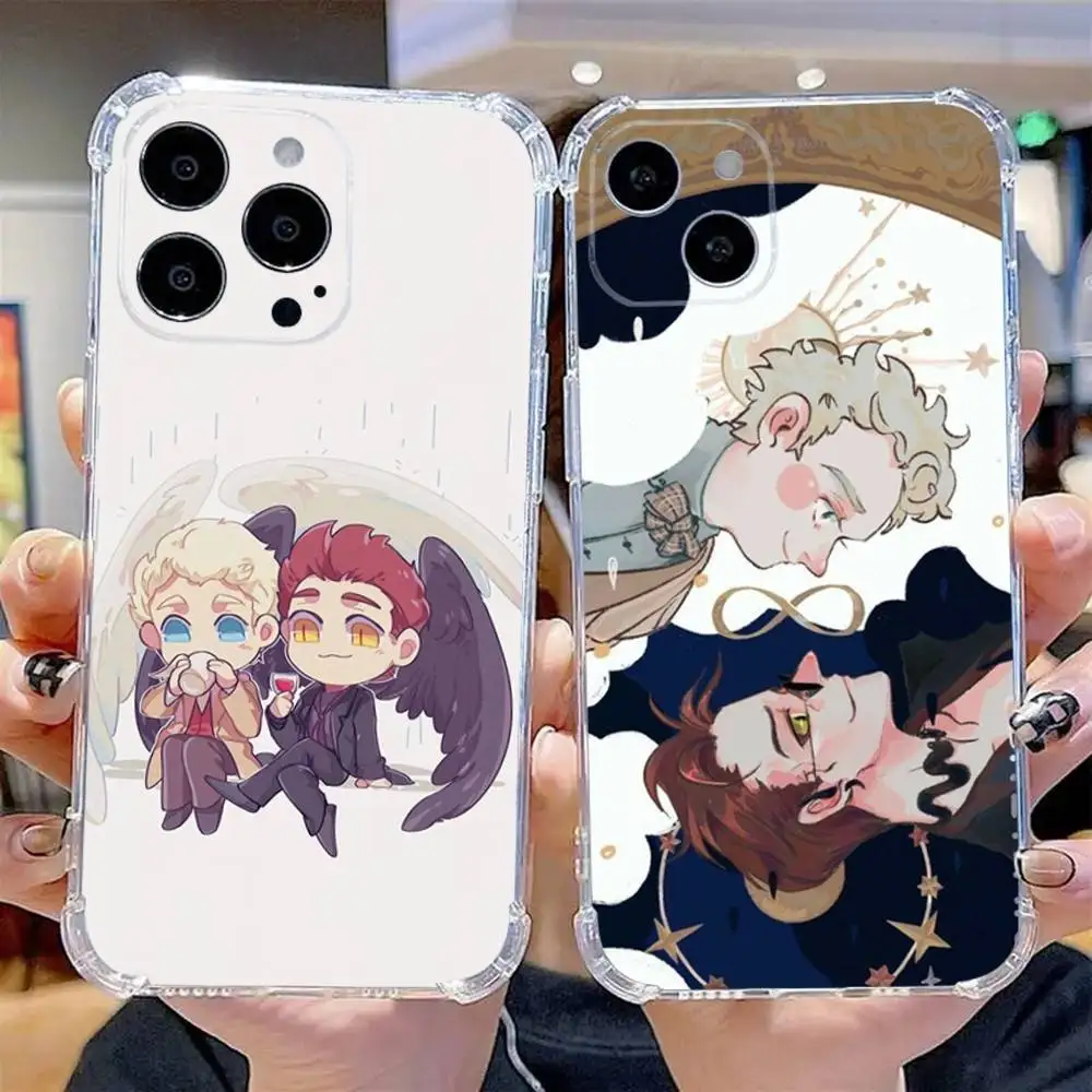 

Good O-Omens Cute Phone Case For iPhone 16,15,14,13,12,11 Pro,Max,Plus,X,XS,XR,SE,Mini Transparent Silicone Soft