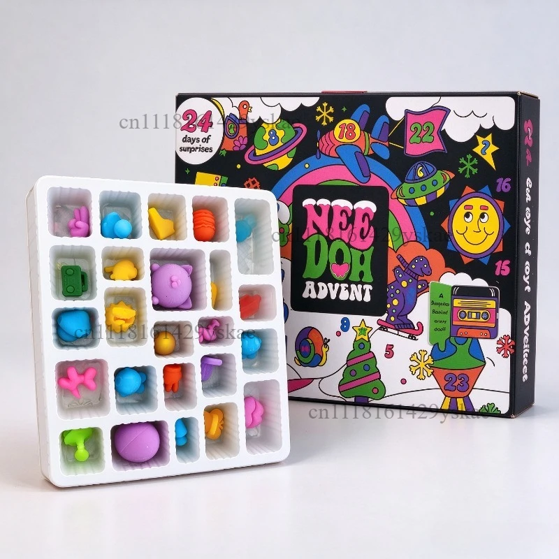 2026 NeeDoh Christmas Countdown Advent Calendar 13/24Day Decompression Squishy Fidget Toy Blind Box Surprise Present