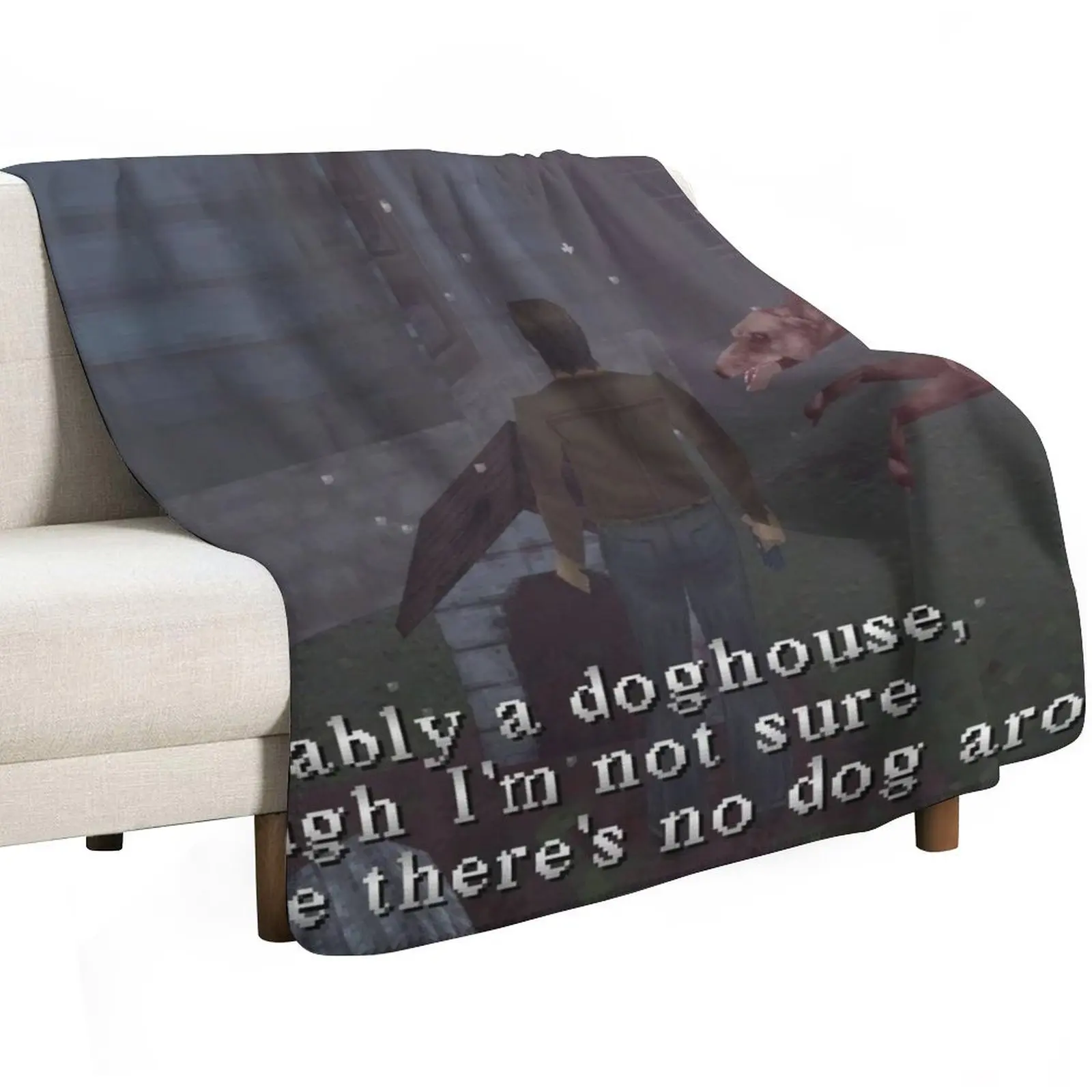 Silent Hill 1 Harry Mason Probably A Doghouse Meme Throw Blanket Plaid on the sofa Heavy for winter Camping Hairys Blankets