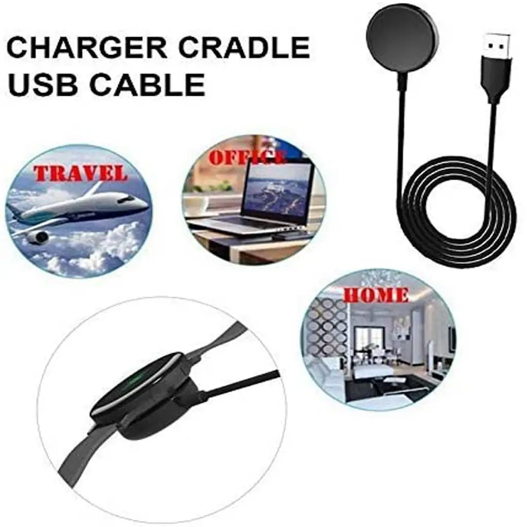 كابل شاحن متوافق مع الساعة، محول شاحن USB بديل، قاعدة شحن وسلك شحن و2