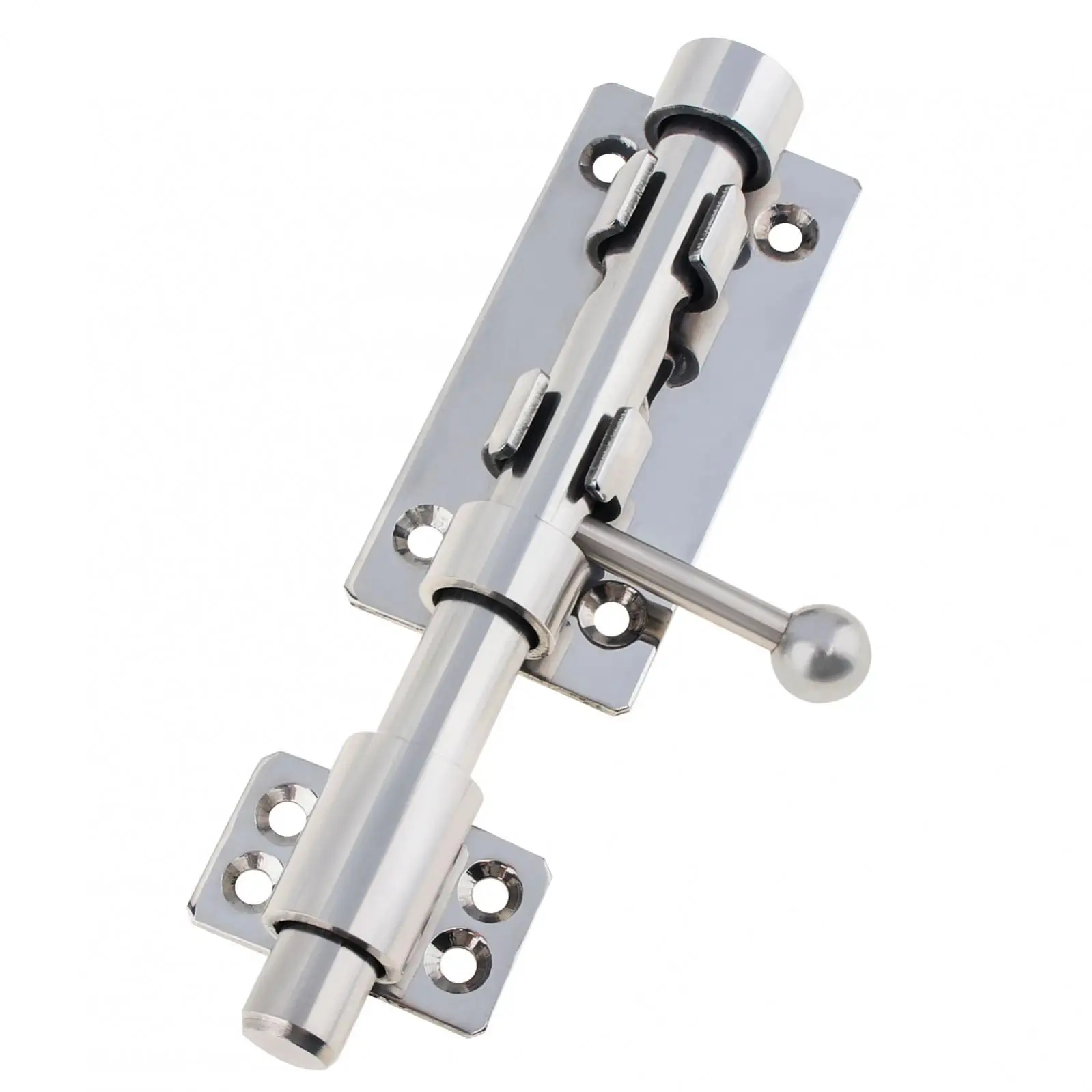 6.3 Inch 304 Stainless Steel Door Latch Barrel Bolt for Doors / Windows /Cabinets with 10mm Padlock Hole, Silver Slide Door Lock