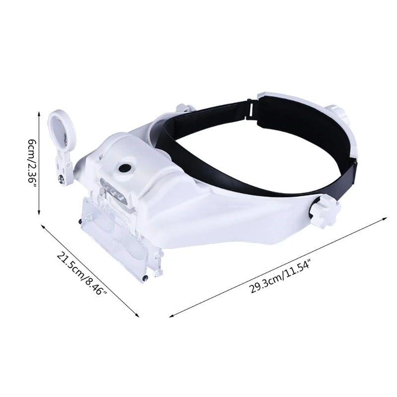 3 LED Headband Headset Head Lamp Light Jeweler Magnifier Glass Loupe