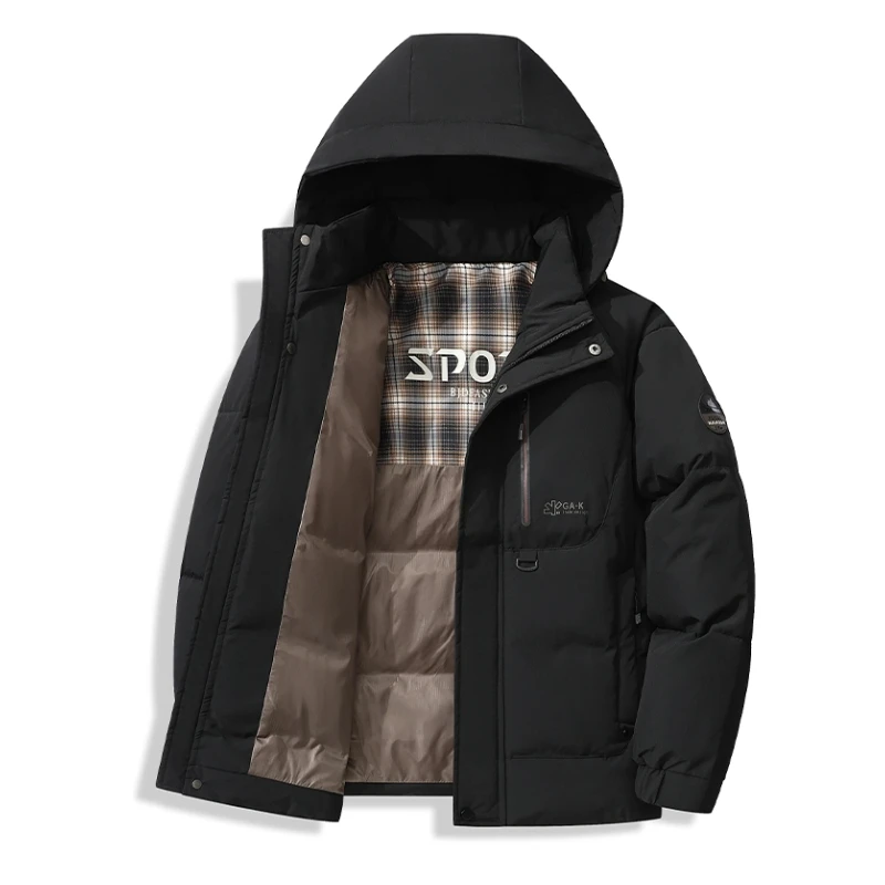 سترات رجال الأعمال بقلنسوة سترات عصرية بقلنسوة ملابس عمل غير رسمية سترة بقلنسوة قابلة للإزالة ومقاومة للبرد #3