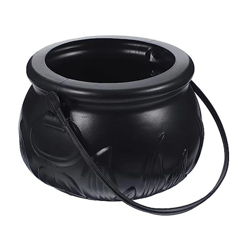 BMBY-Black Cauldron Kettle Plastic Witch Kettle St Patricks Cauldron Wizard Witch Cauldron Decoration Candy Kettle Bucket