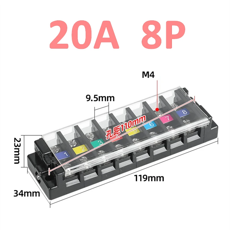 TA Multi-Positie Snel Klemmenblok 20A/60A Multi-In en Multi-Out Connector Messing Aansluitklemmenblok voor Elektronica