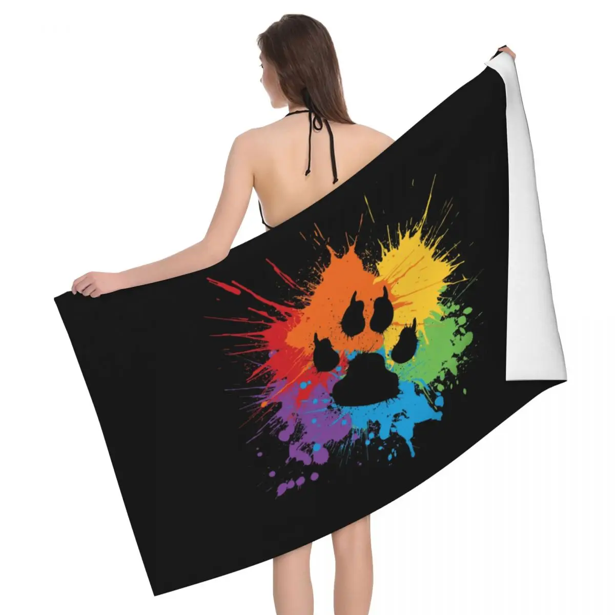 

Customized Gay Bear Paw Pride Super Soft Microfiber Bath Beach Towel Quick Drying GLBT LGBT Rainbow Pride Bathroom Yoga Towels